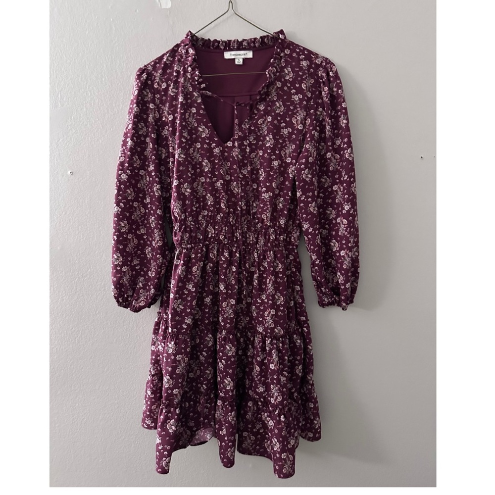 Francesca's Collections Plum Floral Long Sleeve Dress